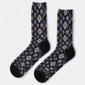 Chaussette Élégant motif floral bleu marine (Gauche)