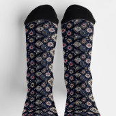 Chaussette Élégant motif floral bleu marine (Haut)