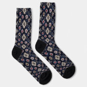 Chaussette Élégant motif floral bleu marine (Droite)