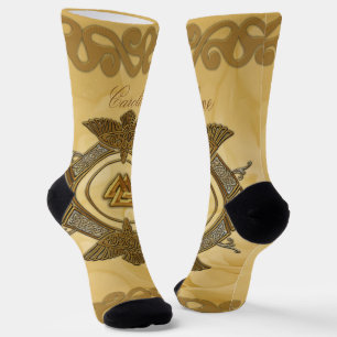 Chaussette Elégant noeud celtique aux couleurs dorées.