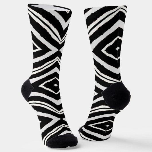 Chaussette Élégant noir et blanc Zèbre Motif animal (Angulaire)