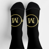 Chaussette Élégant or Monogramme personnalisé sur noir (Haut)