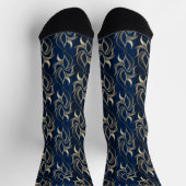 Chaussette Élégant or & Navy rayures de motifs floraux Classy (Haut)