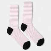 Chaussette Élégant Pastel rose et blanc mince rayé (Droite)