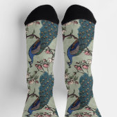 Chaussette Elégant Sage Green Peacocks et Fleurs Magnolia (Haut)