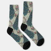 Chaussette Elégant Sage Green Peacocks et Fleurs Magnolia (Droite)