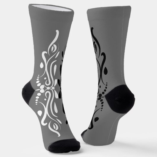 Chaussette Élégant style arlequin Abstrait noir et blanc (Angulaire)