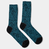 Chaussette Elegant Teal Blue Baroque Floral Pattern (Droite)
