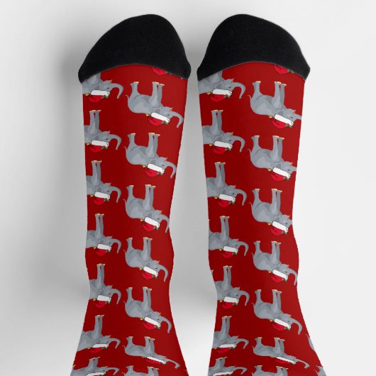 Chaussette Éléphant de Noël rouge mignon avec un chapeau de P