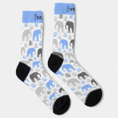 Chaussette Eléphant motif gris bleu glitterie avec nom (Droite)