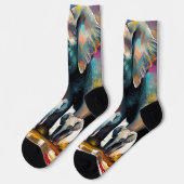Chaussette Éléphants Mère Et Bébés Splash De Couleur, (Gauche)