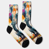 Chaussette Éléphants Mère Et Bébés Splash De Couleur, (Droite)