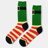 Chaussette Elf mignon Noël rayé (Gauche)