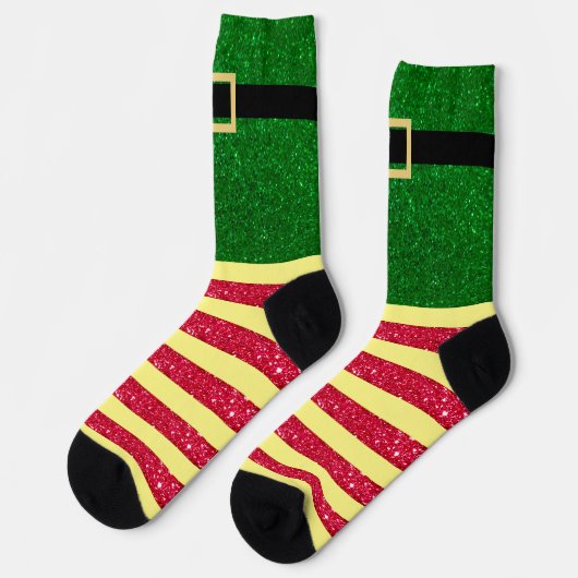 Chaussette Elf mignon Noël rayé (Gauche)