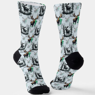 Chaussette Elk Moose Antlers Deer Design Motif