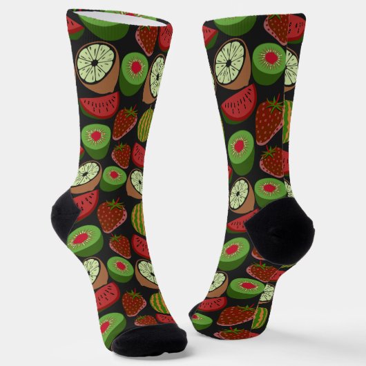 Chaussette Emballage coloré motif aux fruits tropicaux (Angulaire)