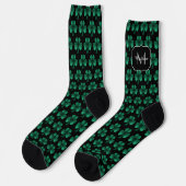 Chaussette Emerald Green Sparkle Shamrock noir Monogramme (Gauche)