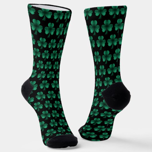 Chaussette Emerald Green Sparkle Shamrock noir Monogramme (Angulaire)