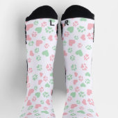 Chaussette Empreinte de patte Chat Blush Pink & Soft Mint Gre (Haut)