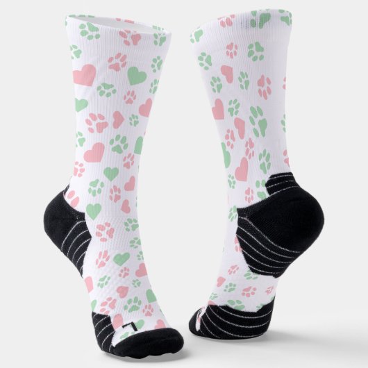 Chaussette Empreinte de patte Chat Blush Pink & Soft Mint Gre (Angulaire)