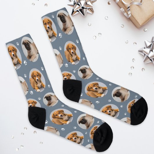 Chaussette Empreinte de patte d'ardoise photo Custom Dog 2