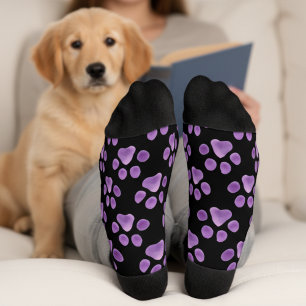 Chaussette Empreinte de patte noire et violette