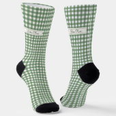 Chaussette en vichy Motif en vert avec nom (Angulaire)