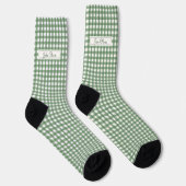 Chaussette en vichy Motif en vert avec nom (Droite)