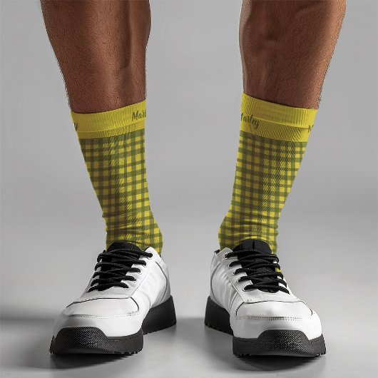 Chaussette En vichy Vert classique Plaid Noël minimal