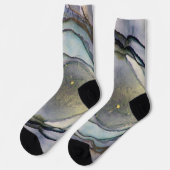 Chaussette Encre Abstraite d'alcool brillant violet Turquoise (Gauche)