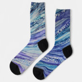 Chaussette Encre Abstraite d'alcool Liquide Art bleu violet (Gauche)