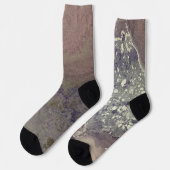 Chaussette Encre d'alcool Abstraite rose violet gris argenté (Gauche)