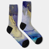 Chaussette Encre d'alcool bleu, Turquoise, violet et or Abstr (Droite)