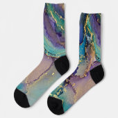 Chaussette Encre d'alcool d'or multicolore Liquide Art Abstra (Gauche)