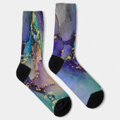 Chaussette Encre d'alcool d'or multicolore Liquide Art Abstra (Droite)