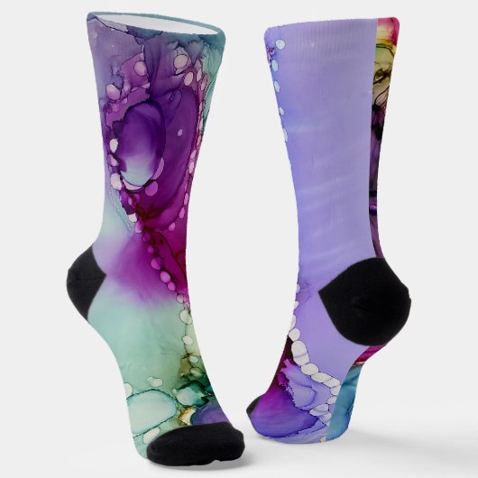 Chaussette Encre d'alcool multicolore encre Liquide Abstrait (Angulaire)