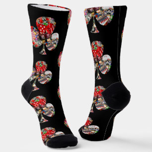 Chaussette Enseigne de Club en forme de carte à jouer Las Veg