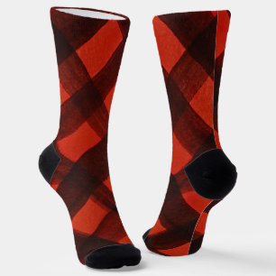 Chaussette Équipe de Noël Plaid Gingham Amusant
