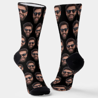 Chaussette Équipe de photo de visage personnalisée drôle