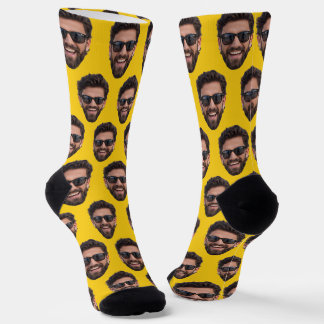 Chaussette Équipe de photo de visage personnalisée drôle