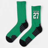 Chaussette Équipe de sport numéro vert blanc pointillé Basket (Gauche)