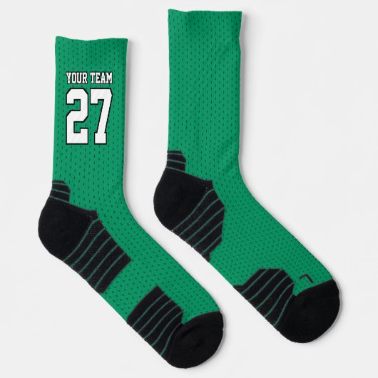 Chaussette Équipe de sport numéro vert blanc pointillé Basket (Droite)