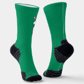 Chaussette Équipe de sport numéro vert blanc pointillé Basket (Angulaire)