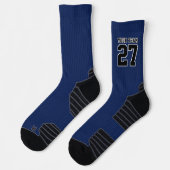 Chaussette Équipe sportive Marine Blue Dot Nom Numéro de base (Gauche)