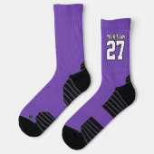 Chaussette Équipe sportive Numéro de basket-ball violet blanc (Gauche)