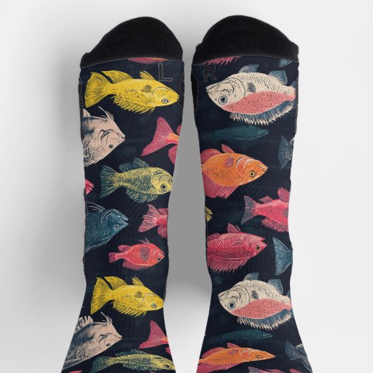 Chaussette Espèces de poisson Chalk Dessin Motif noir (Haut)