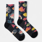 Chaussette Espèces de poisson Chalk Dessin Motif noir (Droite)
