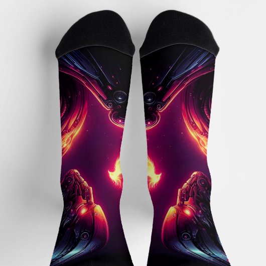 Chaussette Esprit de feu de phénix de robot futuriste cyberné (Haut)