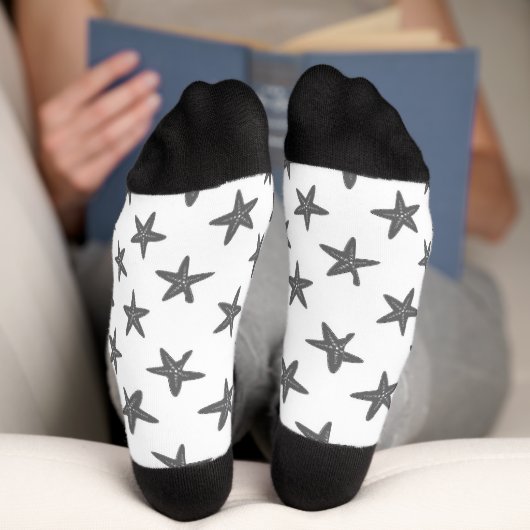 Chaussette Estarfish gris sur chaussettes motifs blanches (Fond)