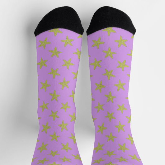 Chaussette Estarfish jaune sur chaussettes motifs roses (Haut)